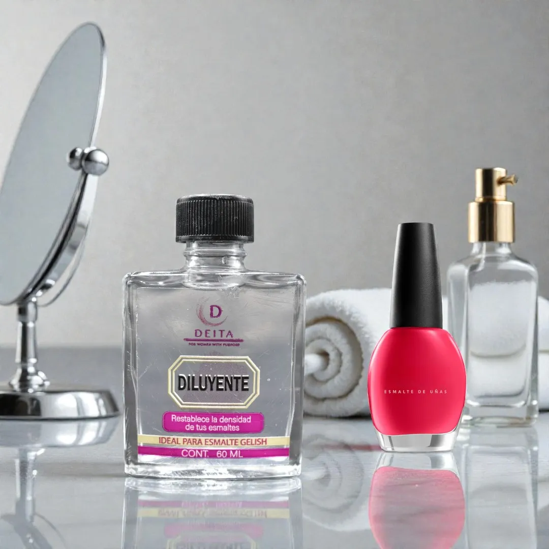 Diluyente Deita junto a un esmalte rojo