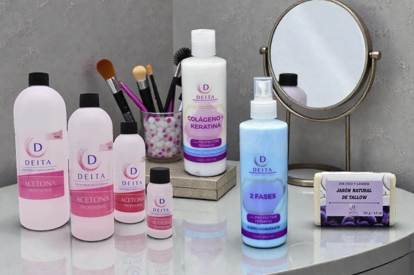 Productos Deita: acetonas, colágeno, 2 fases y jabón